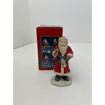 Christmas Traditions 4&quot; Ceramic Santa Figurine Red Coat Hand Painted w Box - €8,63 EUR