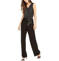 NY Collection Womens Petite Small Silver Sleeveless Glitter Jumpsuit NWT... - $32.33