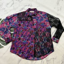 Jonathan Martin Womens Vintage 90s Patchwork Blouse Shirt Size M Pink Bl... - $27.71