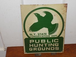 Vintage NYS Public Hunting Grounds Embossed Tin Sign - $173.49 CAD