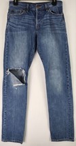 Levis Jeans Womens W26 Blue Denim Mid Rise Distressed Ripped Straight 50... - £47.47 GBP