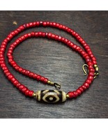 Antique Vintage Venetian White Heart  &amp; Tibetan DZi Agate Beads Necklace - €63,48 EUR