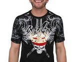 Ruthless Art Forever Rey Calavera Tatuaje Camiseta Negro W/ Rojo Estrás ... - $14.99