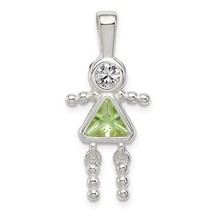 Sterling Silver Rhodium-plated CZ and August Glass Girl Pendant - £32.20 GBP