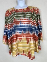 Multiples Womens Plus Size 3X Colorful Stripe Knit Shirt 3/4 Sleeve - £14.34 GBP