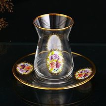 LaModaHome Turkish Arabic Tea Glasses Set, Fancy Vintage Handmade Set for Servin - £46.57 GBP