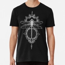 White Dragonfly Mandala In Pen And Ink Dotwork S to 5XL Made in the USA T-Shirt - £17.60 GBP