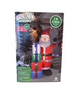 Gemmy Christmas 7’ Santa Inflatable Shiny Iridescent  LED Light-Up Yard ... - $73.49