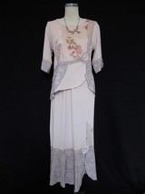 Vtg Spencer Alexis 2 Pc Dress 6 Romantic Roses Pink Skirt Top Mixed Fabrics Lace - £70.76 GBP