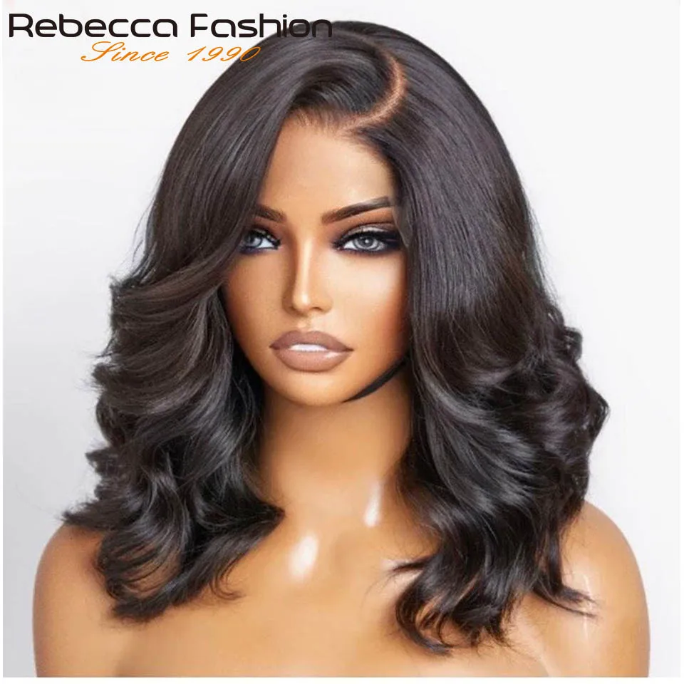 Side Part Body Wave Human Hair Bob Wigs Breathable Pre-Plucked Brazilian La - $37.13