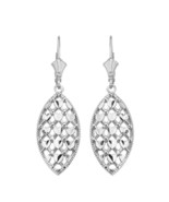 Sterling Silver Double Layered Woven Hearts Filigree Marquise Shape Drop... - £25.78 GBP