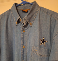 Vtg Dallas Cowboys Denim Cotton Harriton LS Shirt Mens L  Button Down Star Logo - $22.31