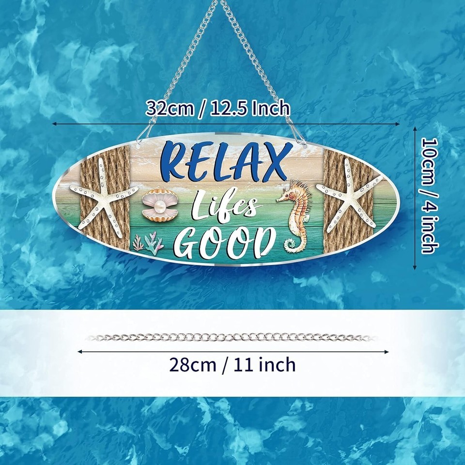 Hanging Beach Sign Décor, Starfish Wall Décor, Beach Plaque 4"L x 11"W Item image 6