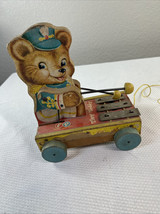 Vintage 1962 Fisher Price Tiny Teddy Bear Xylophone Wood Pull Toy 635 - $15.88