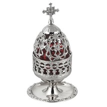 Nickel Plated Greek Christian Orthodox Vigil Lamp (83 N) - $60.17