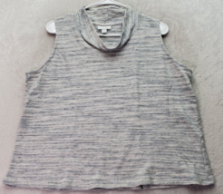 Pure Jill Tank Top Women Petite Large Gray Space Dye Cotton Sleeveless Mock Neck - £15.56 GBP