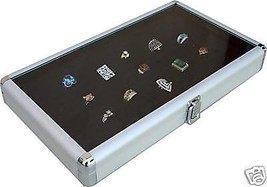  2Glass Top Black Jewelry Display Case 144 Slot Ring Tray/Aluminum Ring case box - £78.29 GBP