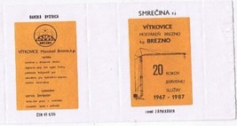 Matchbox Label Czechoslovak Republic Vitkovice Brezno 20 Years 1967-1987 Orange - $0.98