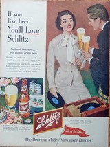 Schlitz Beer, 50&#39;s print ad. full page color illustration (playing records) orig - £14.03 GBP