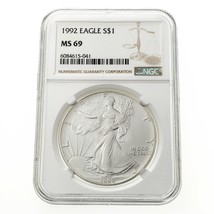 1992 Plateado American Eagle Graduado Por NGC Como MS-69! Temprano Fecha - $93.99