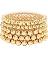 5 Pcs Faux Pearl Bracelet Set for Women Beaded Stretch Strand Bracelets ... - $23.48