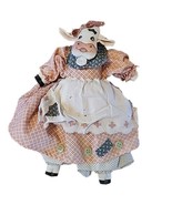 Vintage 1980s Cow Doll Painted Face Hankie Apron Pink Blue Farmhouse - £21.31 GBP