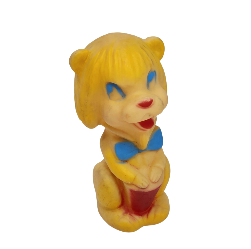 Primary image for 6" VINTAGE 1966 RELIANCE PLASTIC YELLOW BABY LION RUBBER SQUEAKER SQUEAK TOY