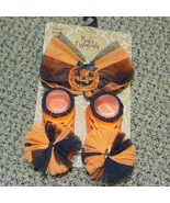 Infant Girls Halloween Headband &amp; Booties Orange Black Glitter Pumpkin Set - $13.86