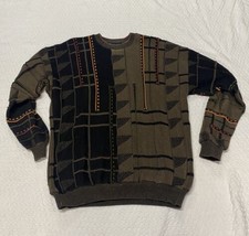 Men’s Tundra Canada VTG Coogi Style Neutral Browns Sweater Size Large Boxy  - £44.09 GBP