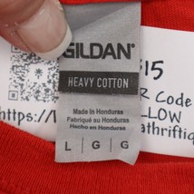 Gildan Shirt Mens L Red short Sleeve Crew Neck Print Knit Cotton Casual Tee - £15.55 GBP