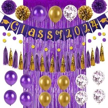 Graduation Party Decorations 2024 Purple And Gold Class Of 2024 Banner Supplies  - £12.70 GBP