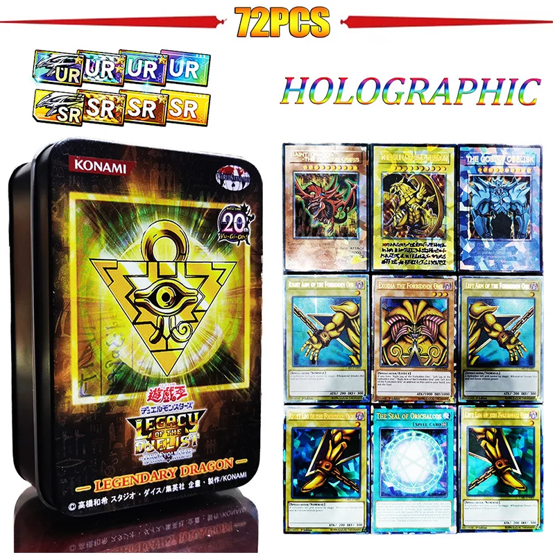 72Pcs Yugioh  with Tin Box Yu Gi Oh  Holographic English Cards Pro White Dragon - $17.53