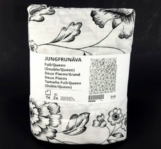 IKEA Jungfrunava Full Queen Duvet Cover &amp; 2 Pillowcases White/Black Flor... - $64.34