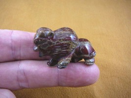 (Y-BUF-556) little Red jasper BUFFALO bison gemstone carving gem figurin... - $14.01