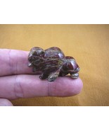 (Y-BUF-556) little Red jasper BUFFALO bison gemstone carving gem figurin... - $14.01