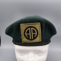 Vintage 82nd Airborne Patch 100 Wool Green Beret Hat Size 7 1/4 SPM1C1-16-J-0022 - £65.40 GBP