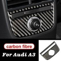 Essories 3d carbon fiber rear seat cigarette lighter panel stickers trim cover for audi thumb200