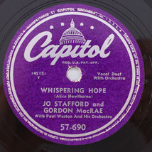 Jo Stafford, Gordon MacRae - Whispering Hope - 1949 Polka 78 rpm Record ... - £14.37 GBP