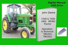 John Deere 7200 &amp; 7400 2WD or MFWD Tractor Tests &amp; Technical Manual Set See Desc - £34.17 GBP