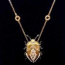 Authentic Swarovski Magnetic Gold Scarab Beetle Long Pendant  - £124.30 GBP