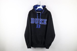 Vintage Mens Size Large Faded Spell Out Duke University Hoodie Sweatshirt Black - $59.35