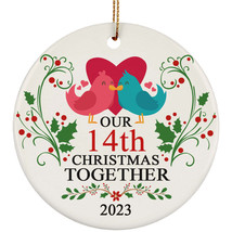 Funny Couple Bird Ornament Gift Decor 14th Wedding Anniversary 14 Year Christmas - $15.79