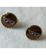 Gold Tone Metal Round Sunglasses Cufflinks 1&quot; diameter - £7.61 GBP