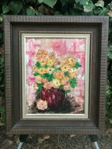 Bartak Original 1970s Modern Abstract Impressionist Floral Still Life Oil Canvas - £432.80 GBP