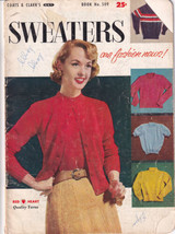 Vintage Coats &amp; Clark Sweater Pattern Magazine Book No. 509 1950&#39;s  - $7.50