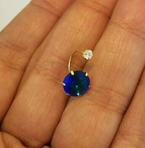 14K White Gold Plated 2.00Ct Round Simulated Sapphire Belly Button Ring Women - £79.11 GBP