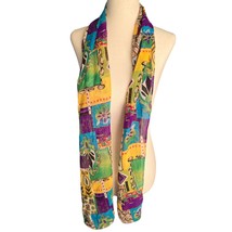 Scarf Women Wrap Rectangle Bohemian Patchwork 12x62 Colorful Yellow Purp... - £11.75 GBP