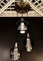 Ikea Hogvind Pendent Lamp with 3 Lamps Nickel Plated/Gray Glass HÖGVIND New - $247.39