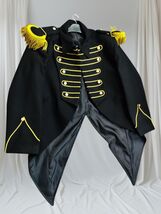 Wool Steampunk Gothic Tailcoat Jacket: Gold Braid, Epaulettes - $225.00