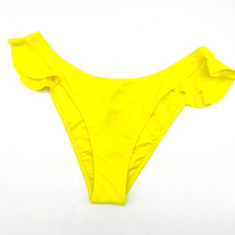 NEW Kendall + Kylie Womens L Hipster Bikini Ruffle Bottom Neon Yellow Cheeky  - £19.26 GBP